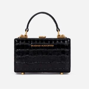 Brandon Blackwood Slim Trunk in Black Croc Embossed Leather